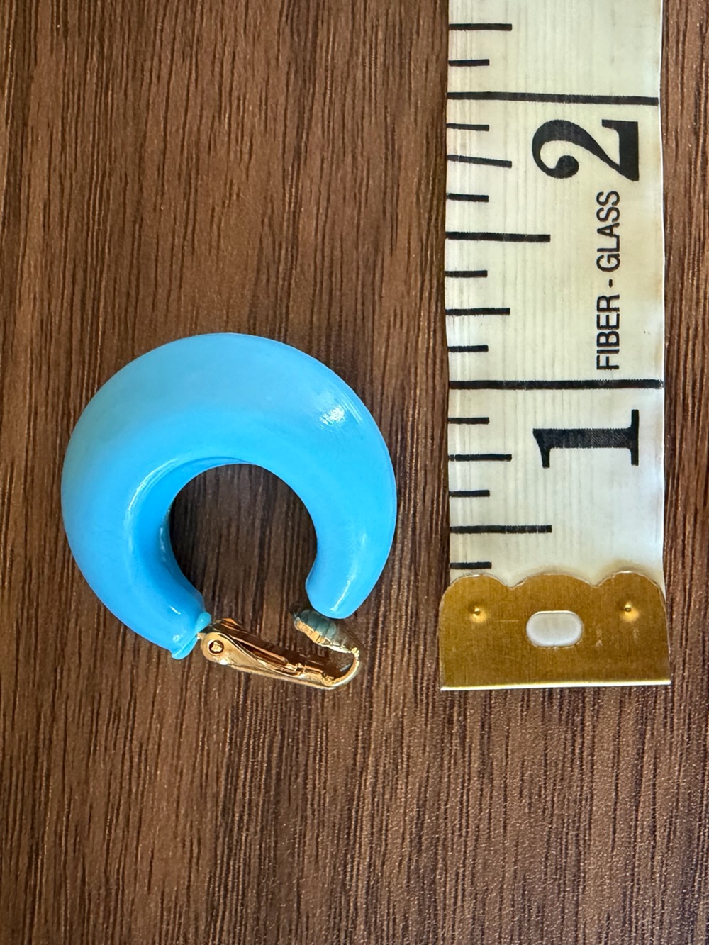 Sky Blue Clip-On Hoop Earrings Chunky Retro - Picture 6 of 6